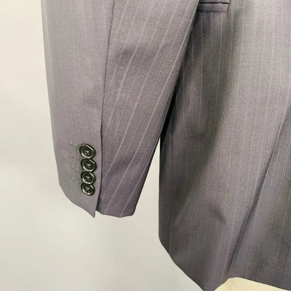 ARMANI COLLEZIONI Size 46 Navy Blue Stripe Wool Sport Coat